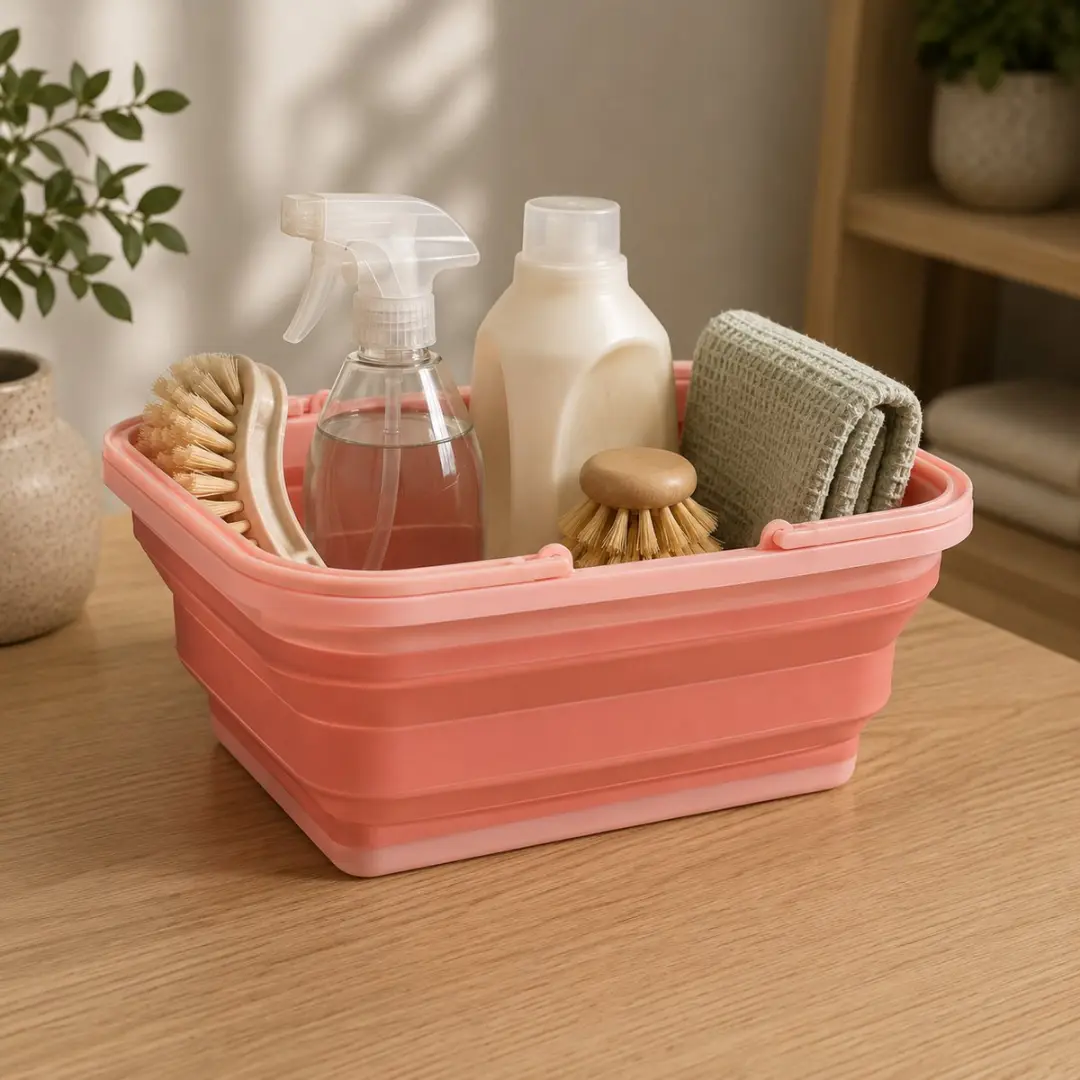 Alpina Opvouwbare Opbergmand 1L - Grijs/Roze/Blauw/ Groen - afbeelding 3 van 5