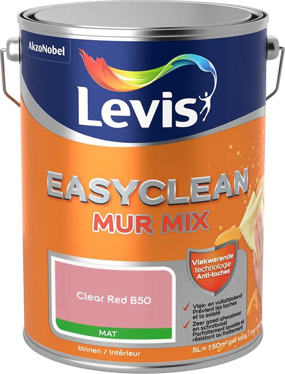 Levi's Easyclean Mur Mat Mix Clear Red B50 Mengverf 5L