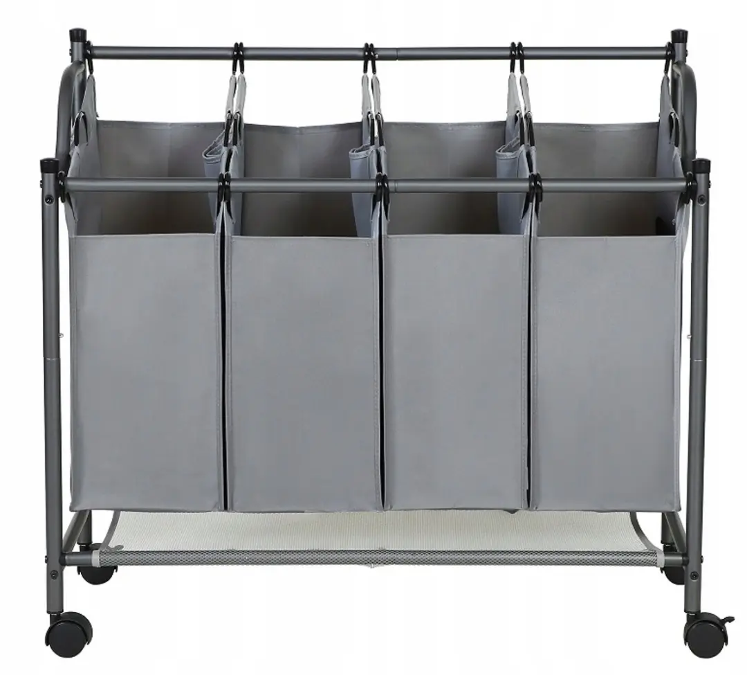 Songmics Wasmand Organizer 4-Vaks 138L - Grijs op wielen