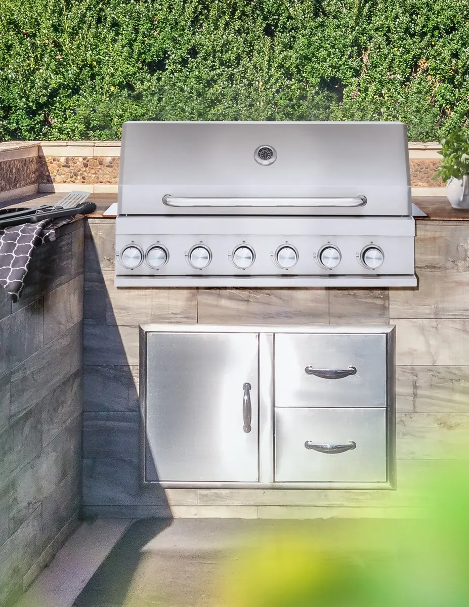 Mustang Pearl 4 Inbouw BBQ 92,5cm - 4 Branders - RVS