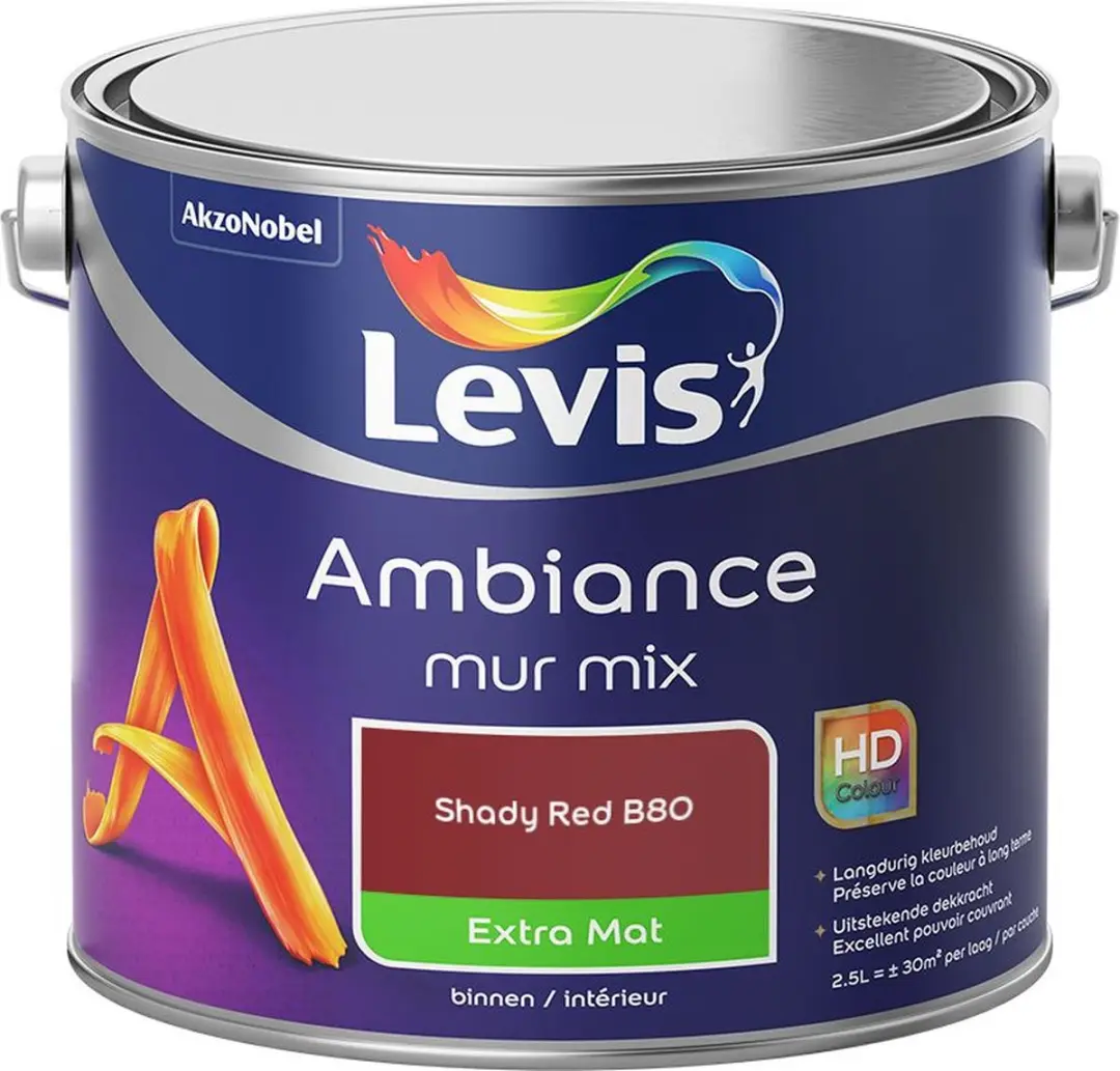 Levi's Ambiance Mur Extra Mat Mix Shady Red B80 Mengverf 2,5L