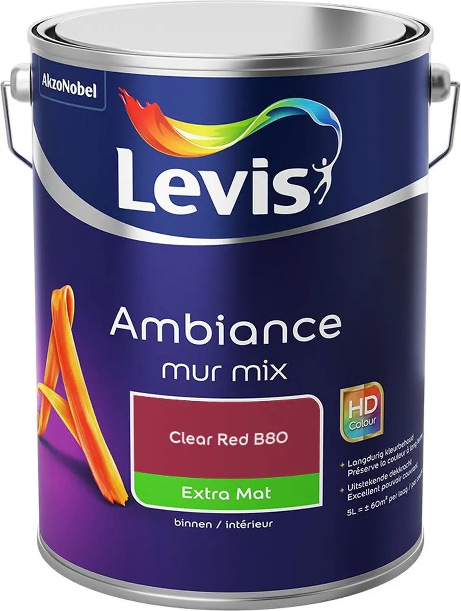 Levi's Ambiance Mur Extra Mat Mix Clear Red B80 Mengverf 5L