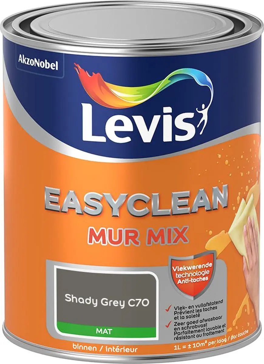 Levi's Easyclean Mur Mat Mix Shady Grey C70 Mengverf 1L
