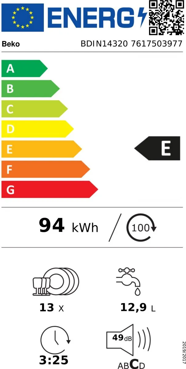 Beko BDIN14320 Inbouwvaatwasser 13 Couverts - 5 Programma's