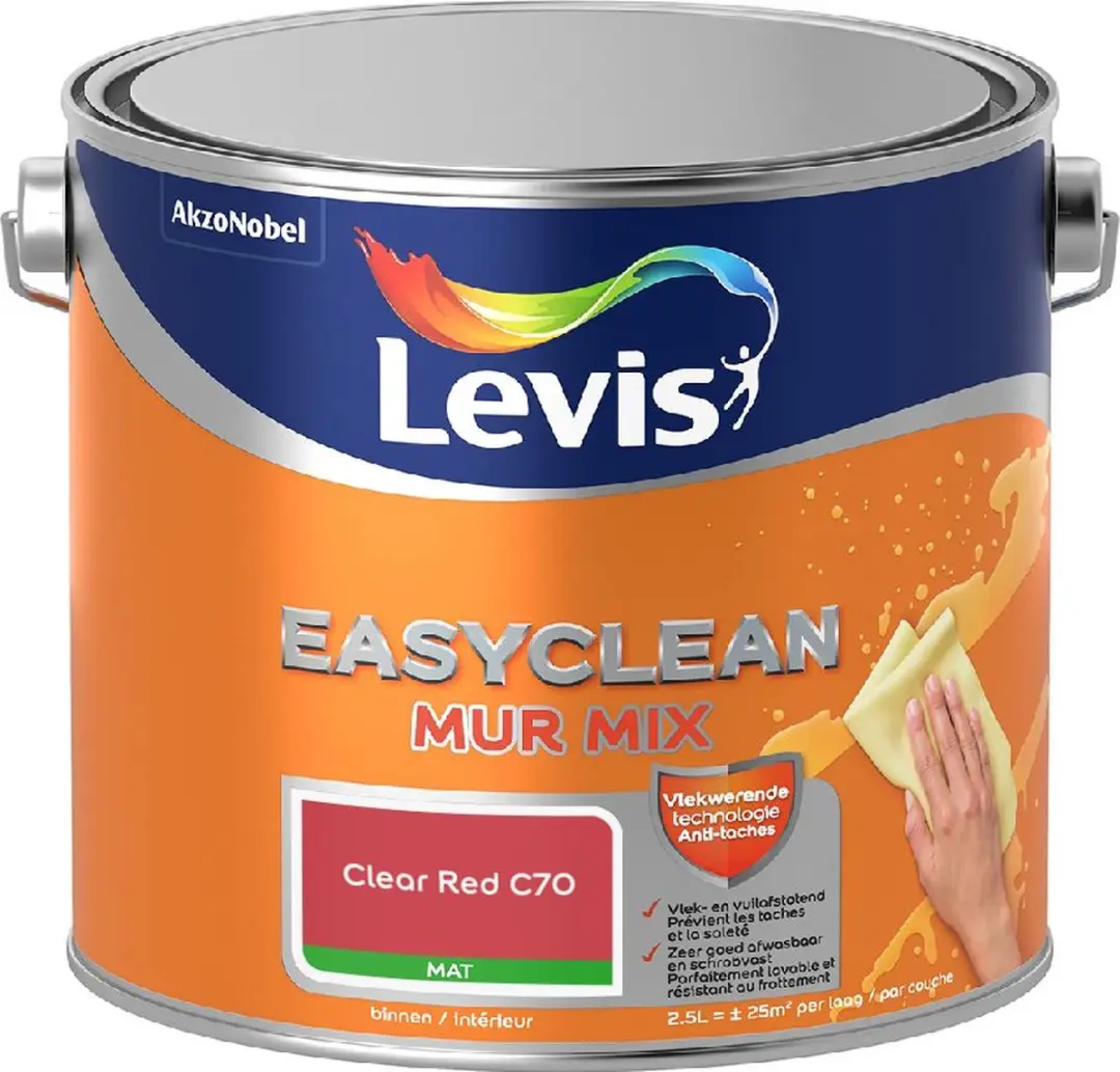 Levi's Easyclean Mur Mat Mix Clear Red C70 Mengverf 2,5L