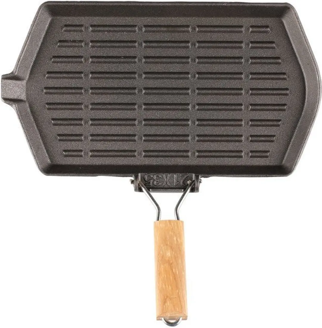 Mustang Gietijzeren Koekenpan 21x35cm - BBQ Gereedschap - Wit