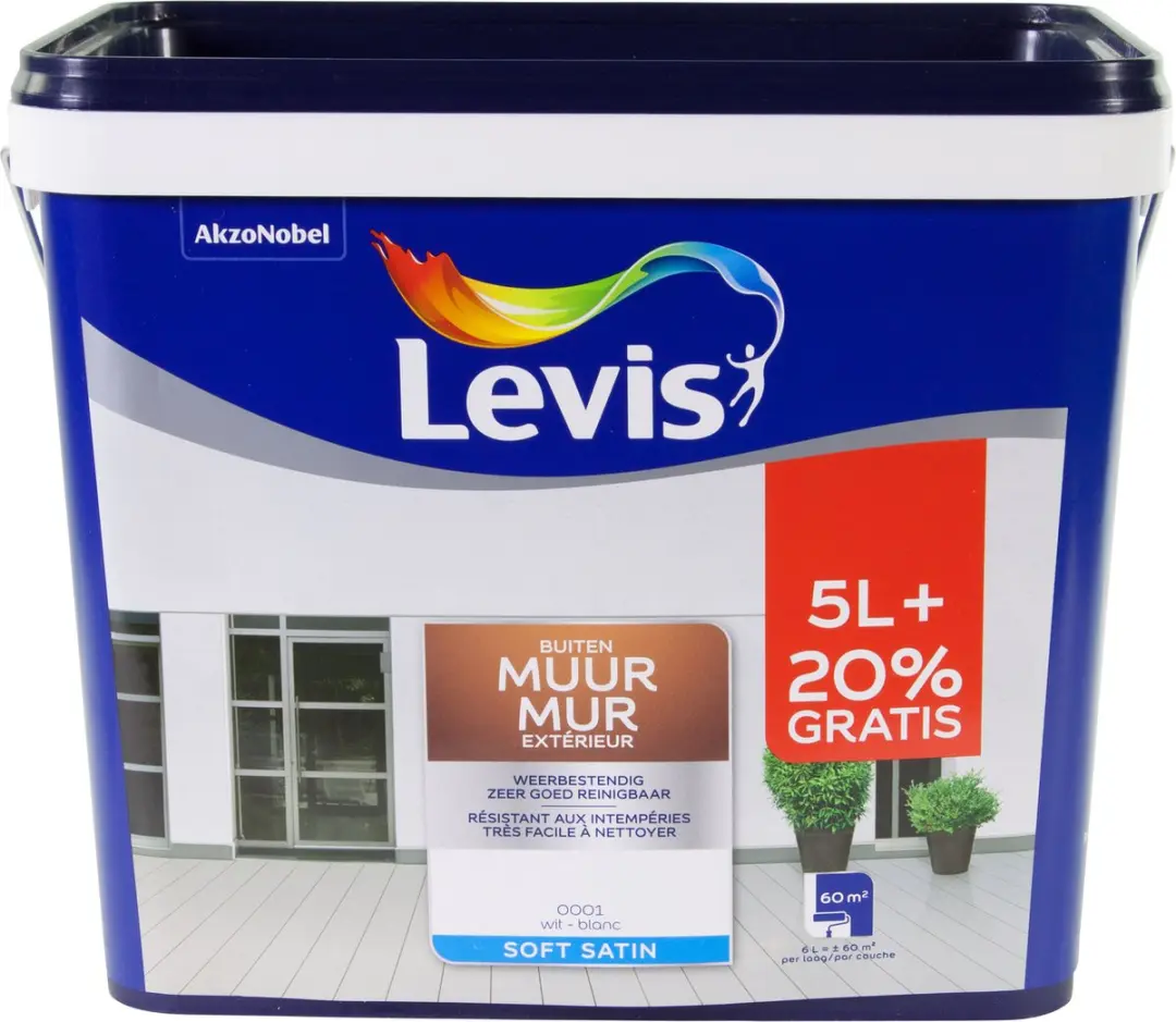 Levi's Muur Buiten Verf Wit 6L