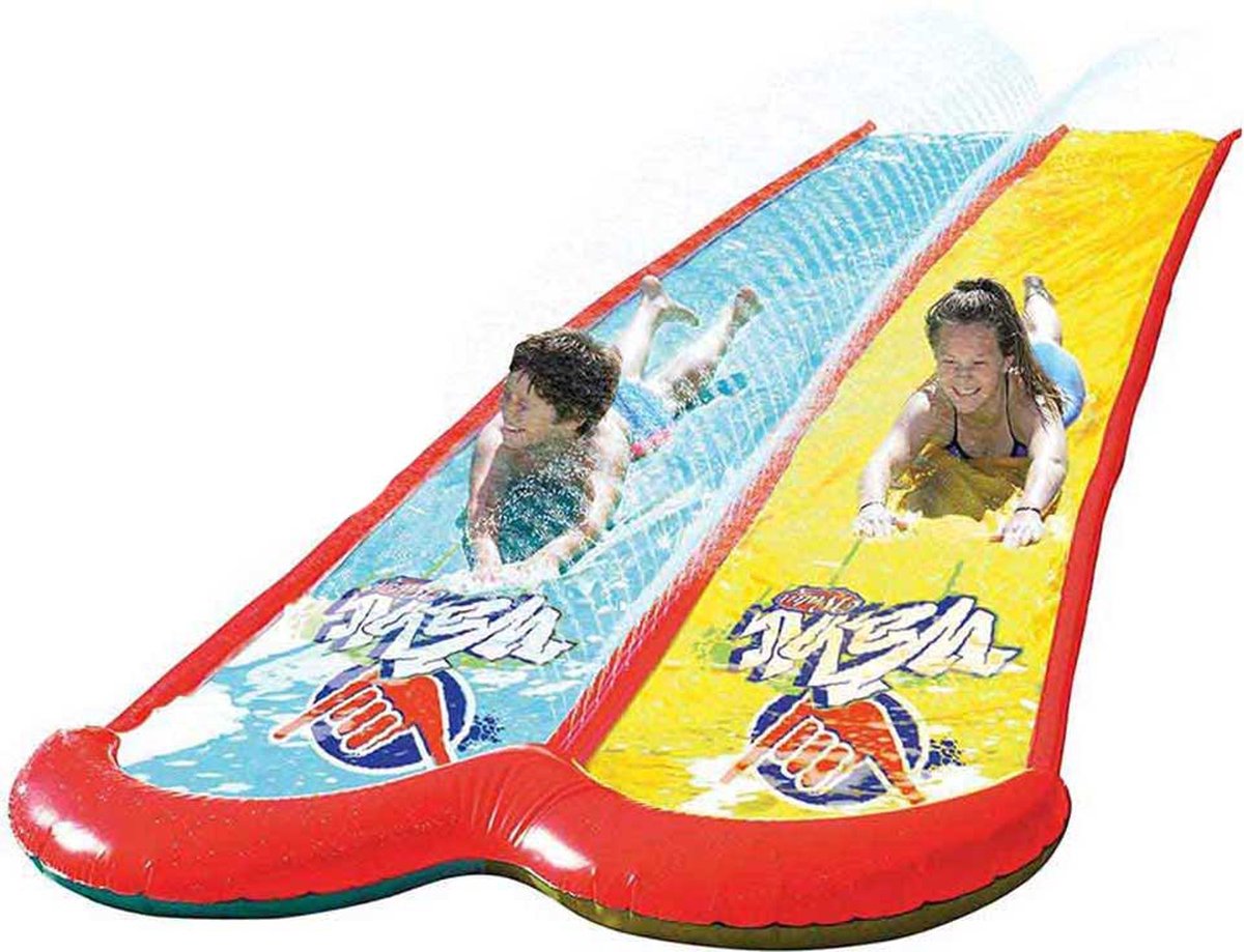 Wahu - Achtertuin Mega Glijbaan - Waterglijbaan mat - Waterglijbaan dubbel 7,5m