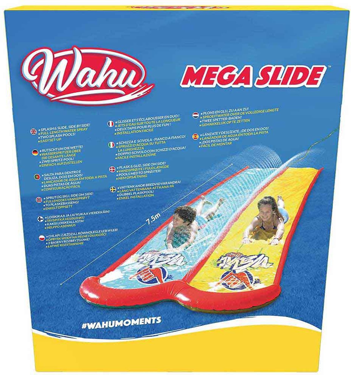 Wahu - Achtertuin Mega Glijbaan - Waterglijbaan mat - Waterglijbaan dubbel 7,5m