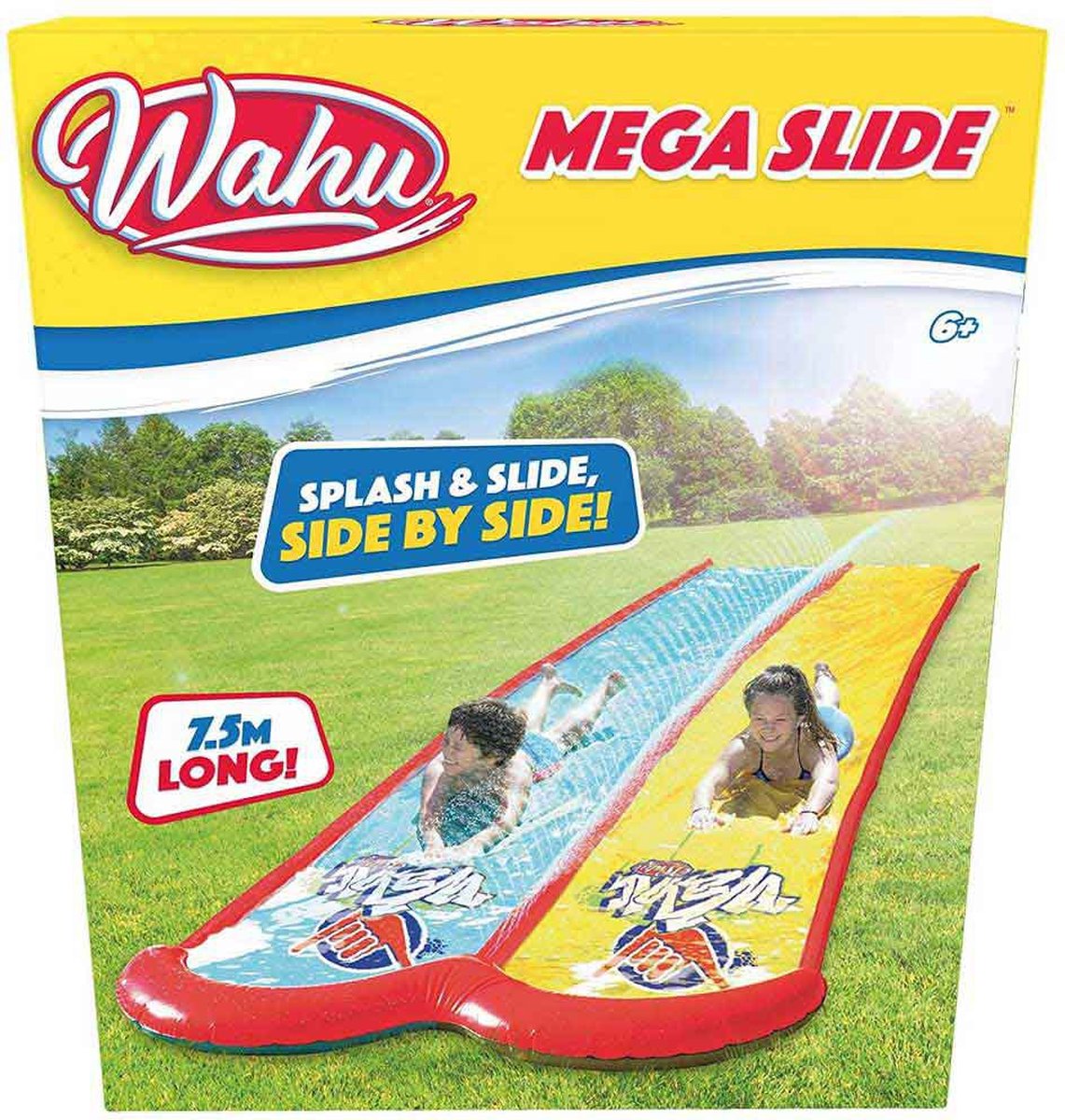 Wahu - Achtertuin Mega Glijbaan - Waterglijbaan mat - Waterglijbaan dubbel 7,5m