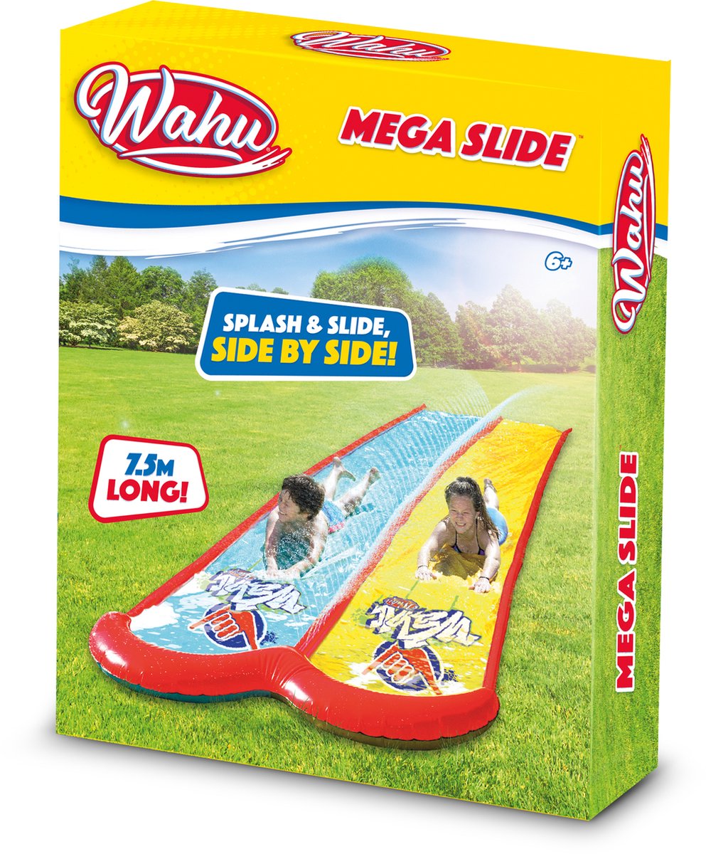 Wahu - Achtertuin Mega Glijbaan - Waterglijbaan mat - Waterglijbaan dubbel 7,5m