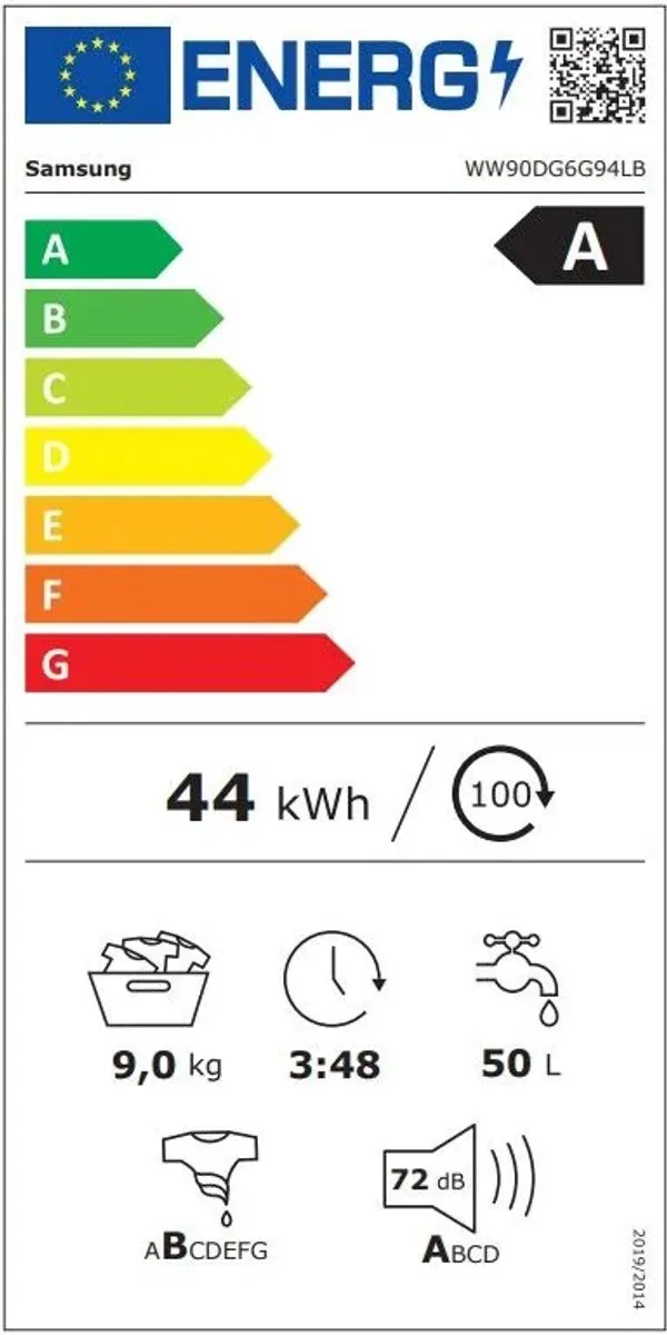 Samsung WW90DG6G94LBU4 Wasmachine - 9 kg - A-label - Autodosering - Zwart