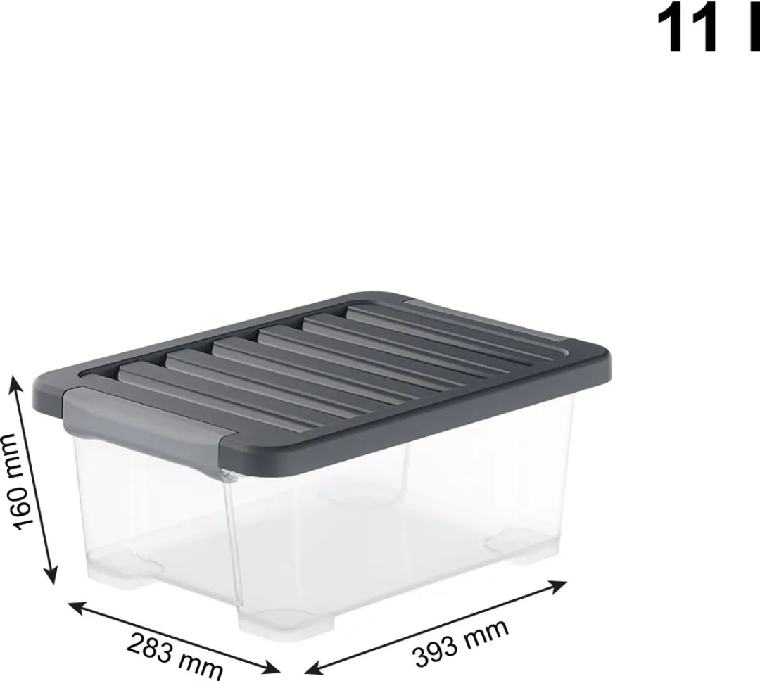 Rotho CORE Plus Opbergbox - 4 Stuks 11L - Transparant/Zwart