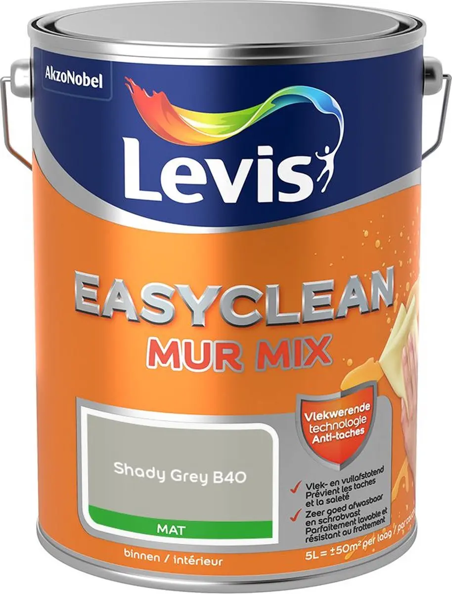 Levi's Easyclean Mur Mat Mix Shady Grey B40 Mengverf 5L
