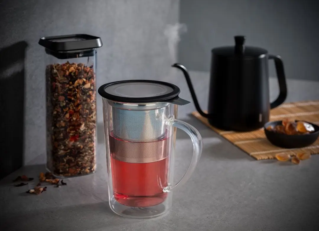 GEFU Theeglas met filter MIRA 0.24L - Transparant