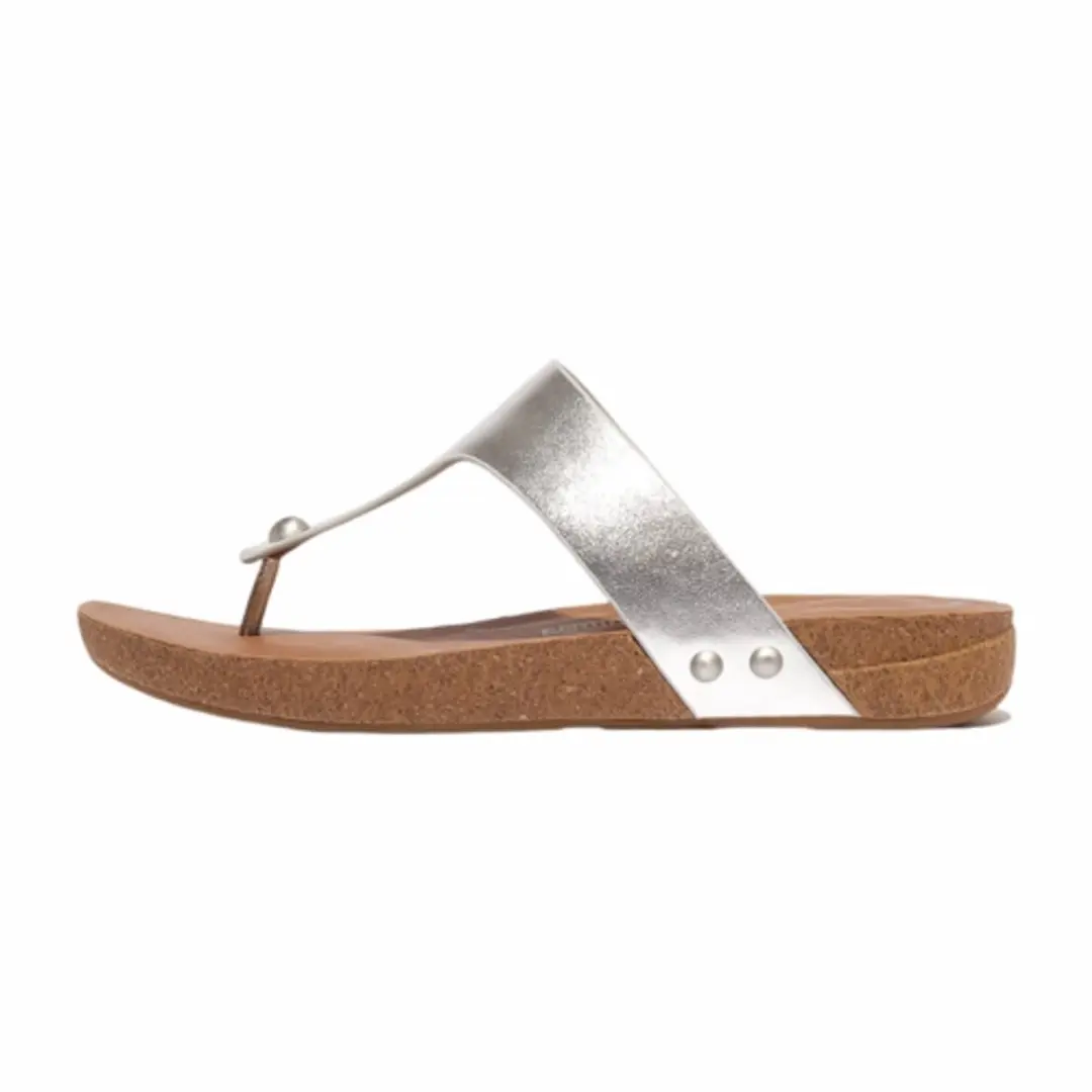 FitFlop iQushion Metallic-Leather Toe-Post Sandalen