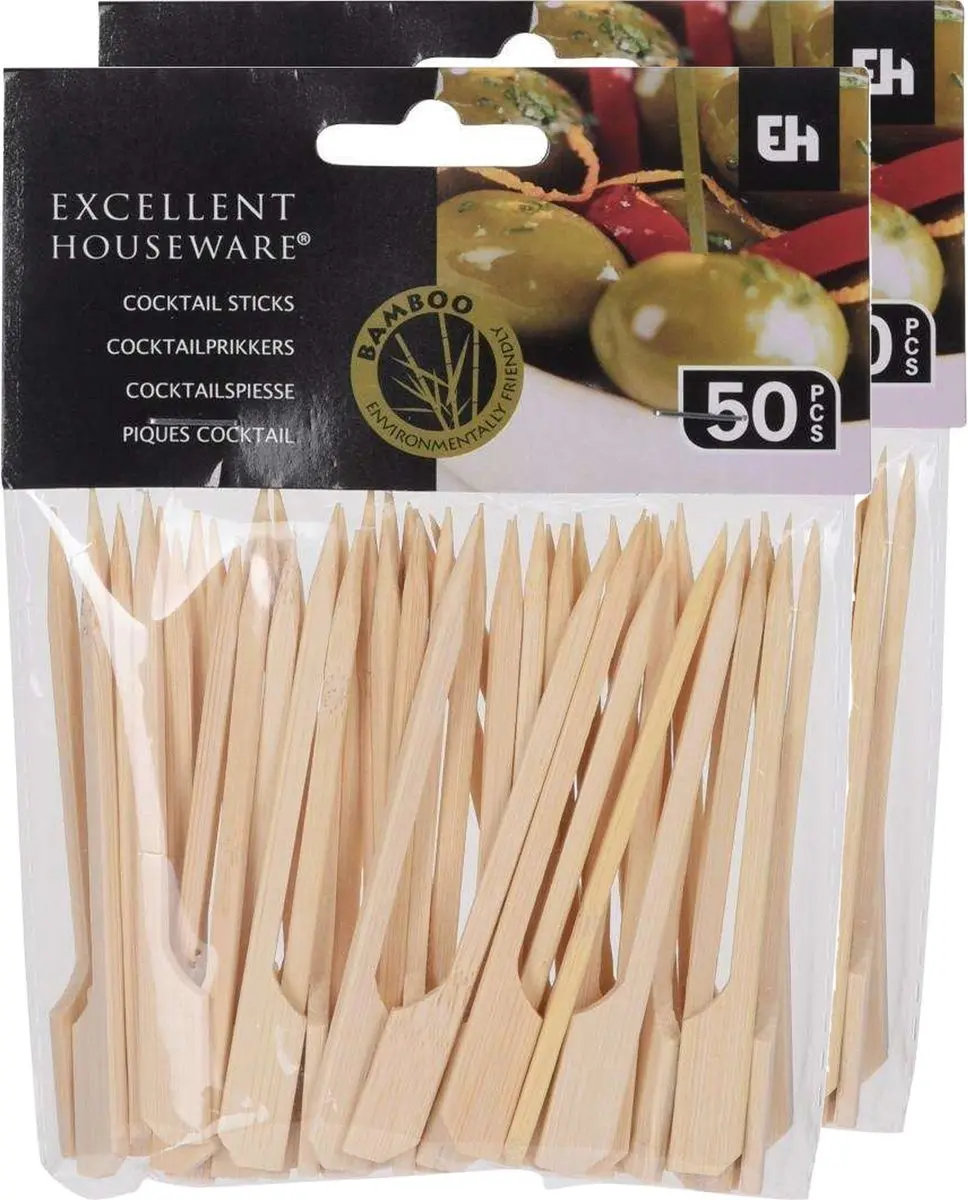 Excellent Houseware Cocktailprikkers Bamboe 9cm
