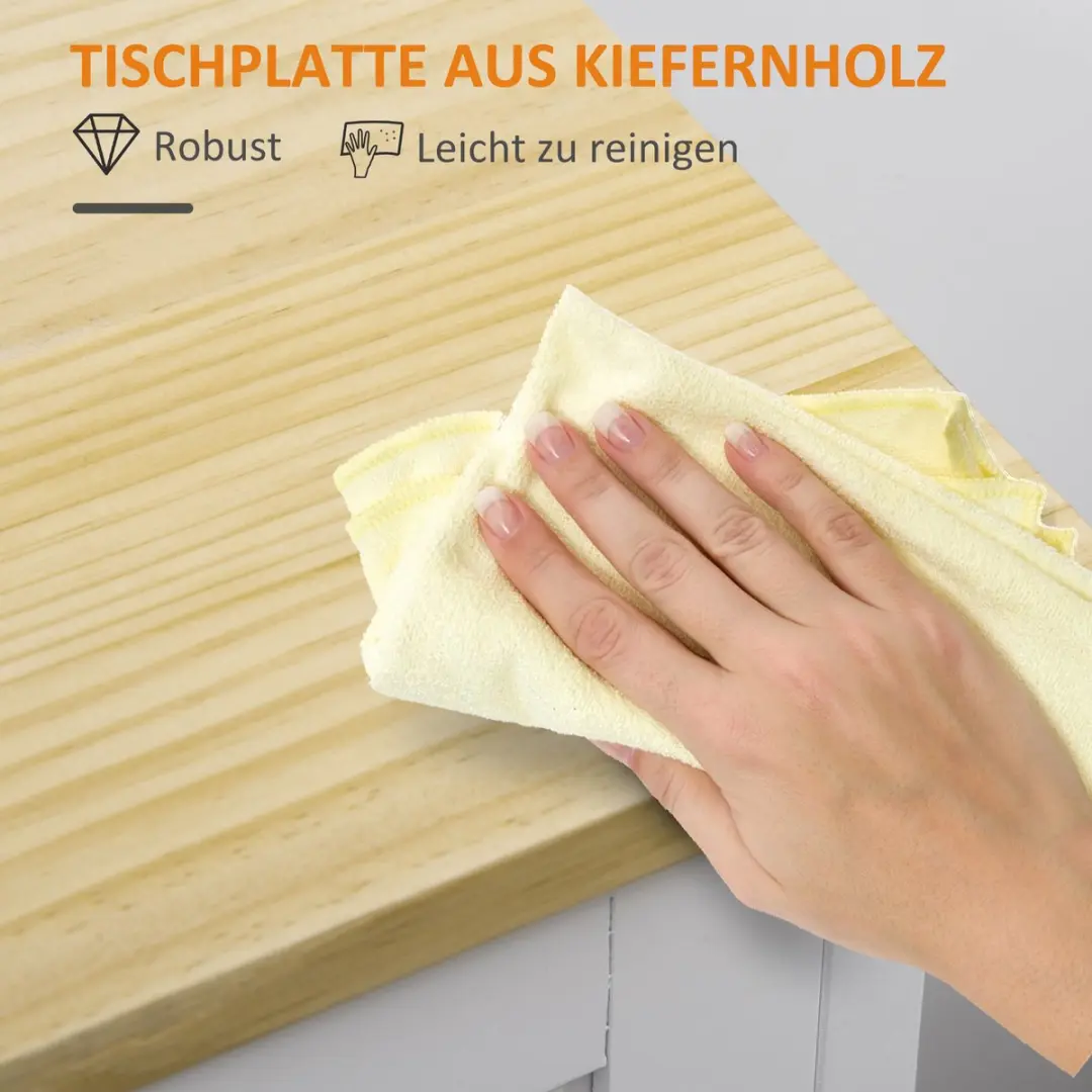 Homcom Keukenwagen 801-221 - 3 Ladeschubben - Natuur/Wit - afbeelding 6 van 6