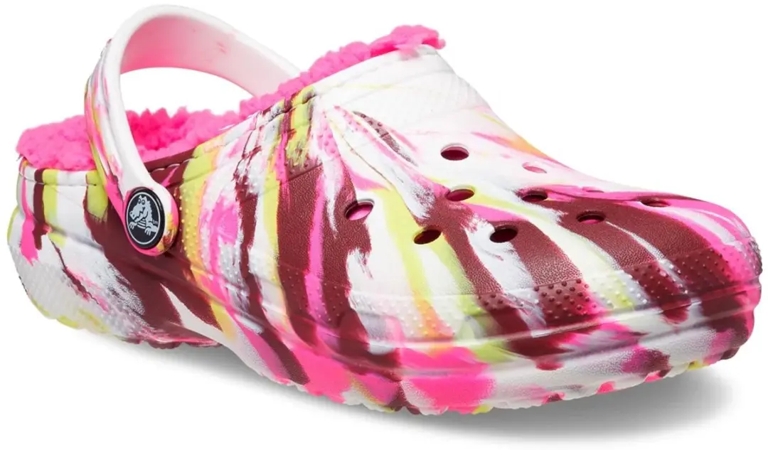 Crocs Classic Lined Marbled Klompen - Kindermaat J2/4 - Electric Pink/Multi