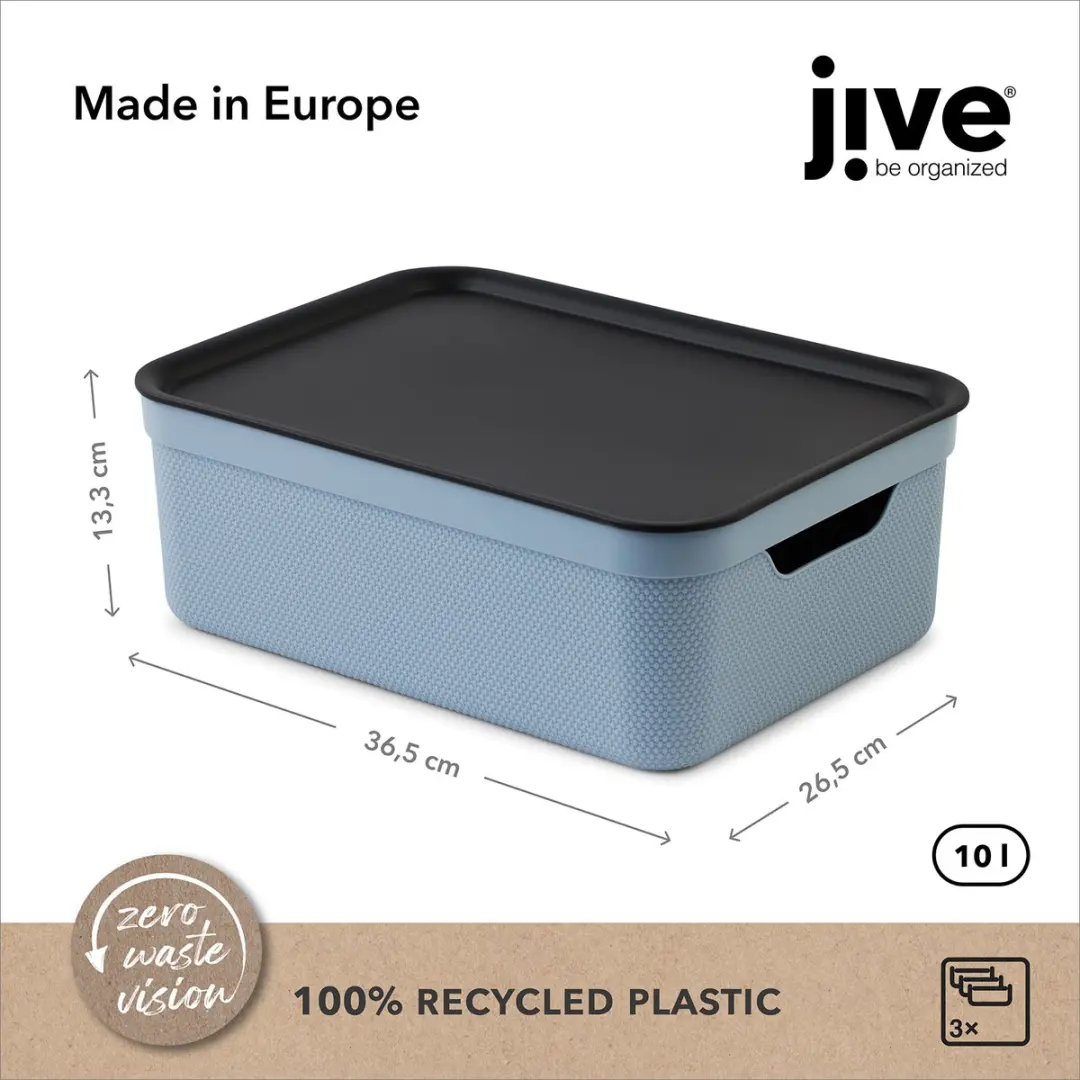 Rotho Jive Opbergboxen Set 3x10L - Blauw/Antraciet - afbeelding 3 van 3