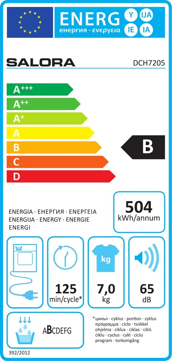 Salora DRYER75B - Condensdroger - Wasdroger - Droger - 7 kilo - Energie Label G