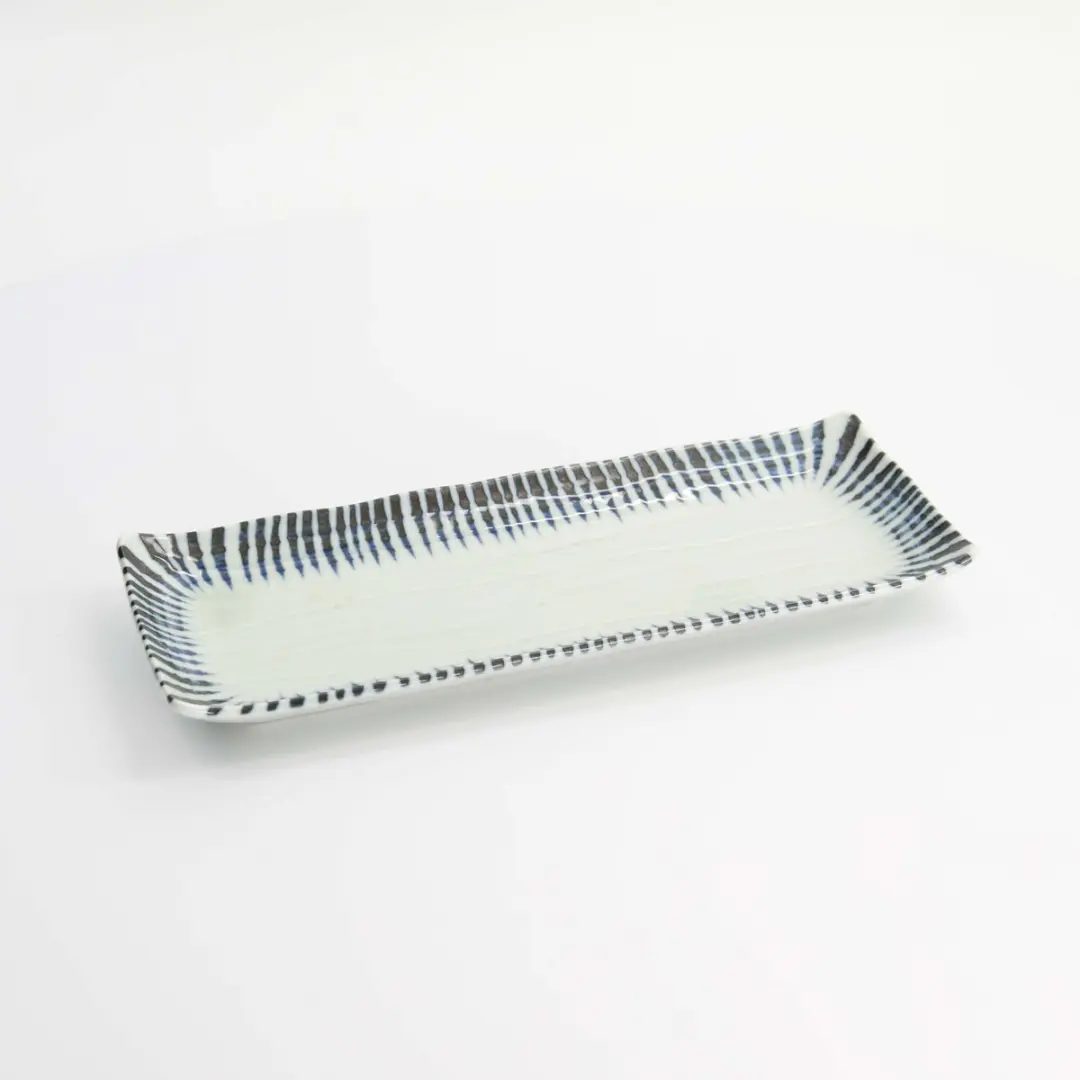Tokyo Design Studio Shin Tokusa Serveerbord - Rechthoekig 27,7x11,1cm - Blauw/Wit