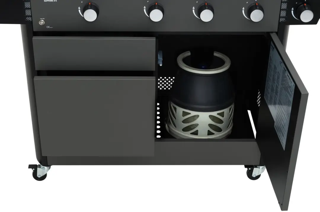 Mustang Gasbarbecue Sapphire 4+1 18,3 kW - 5 Branders - Zwart