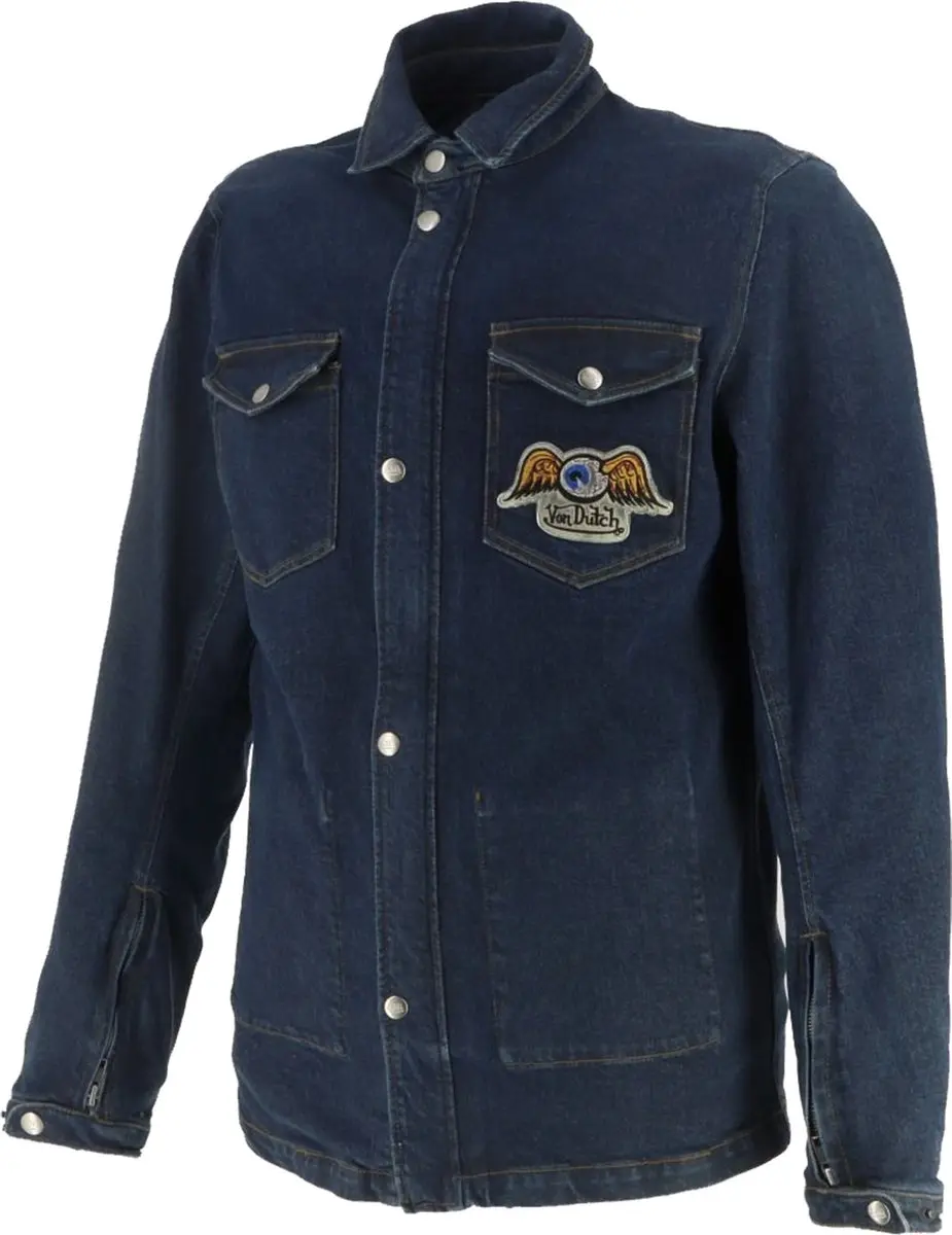 Von Dutch x Helstons Captain Motorshirt - XL - Blauw - afbeelding 6 van 6