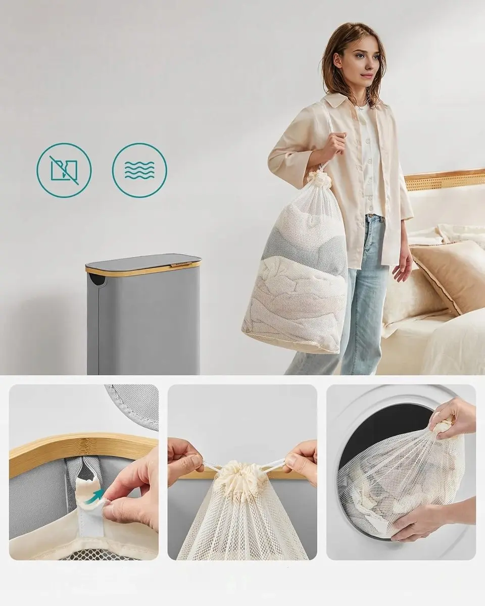 Songmics Opvouwbare Wasmand 65L - Grijs