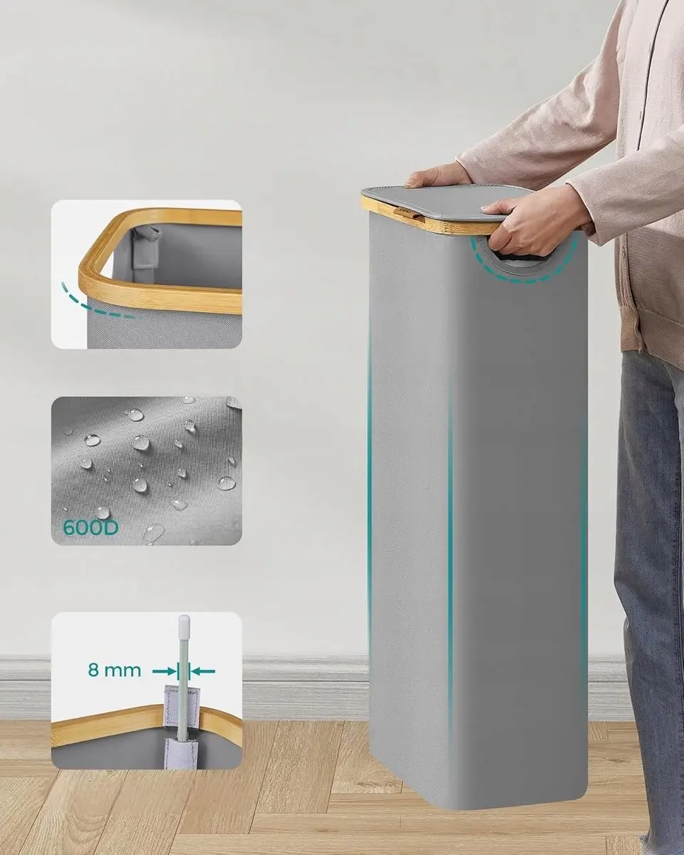 Songmics Opvouwbare Wasmand 65L - Grijs