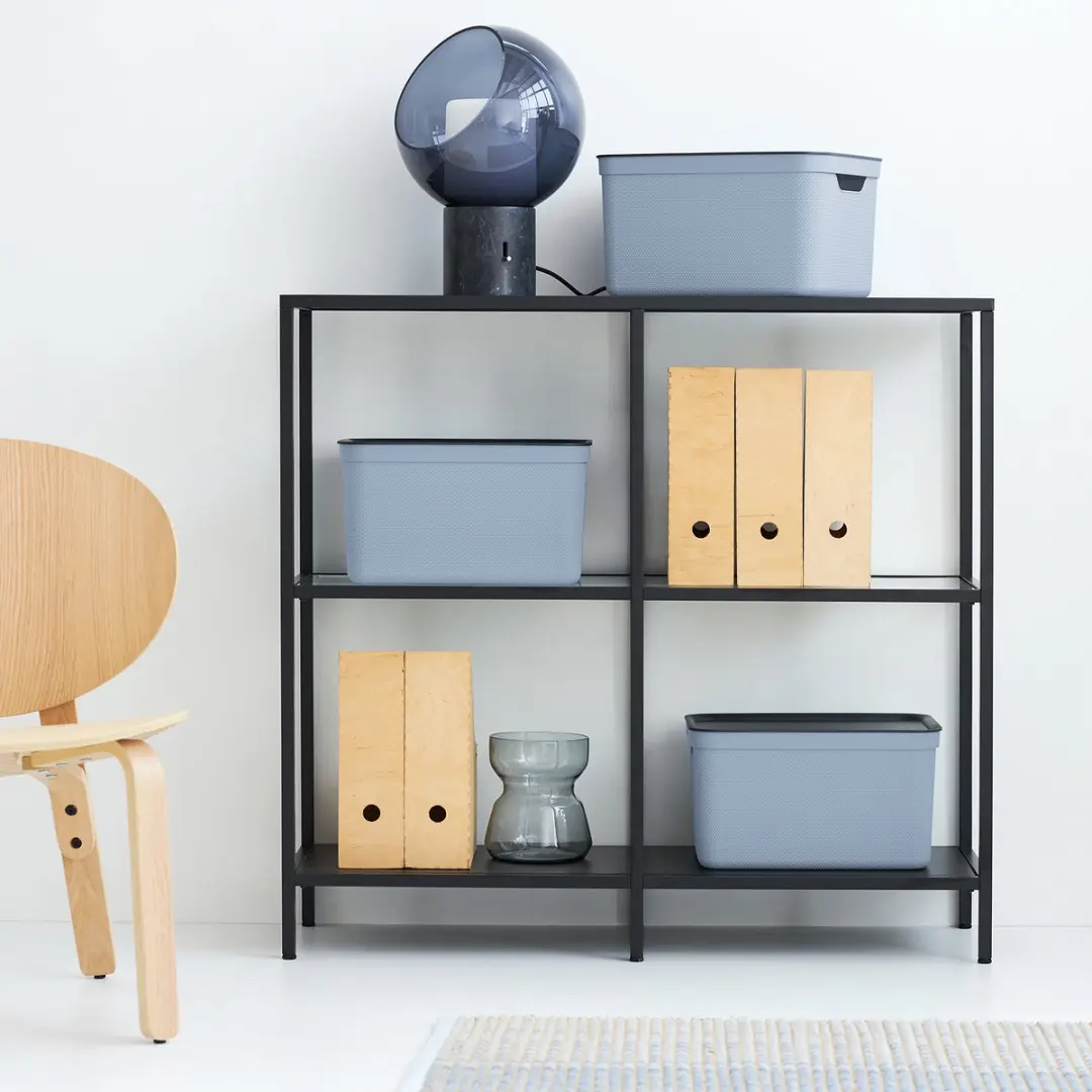 Rotho Jive Opbergboxen 3x16L - Blauw/Antraciet - afbeelding 3 van 4
