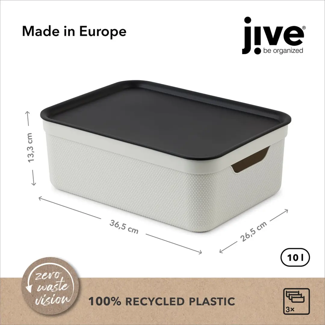 Rotho Jive Opbergboxen Set 3x10L - Wit/Antraciet