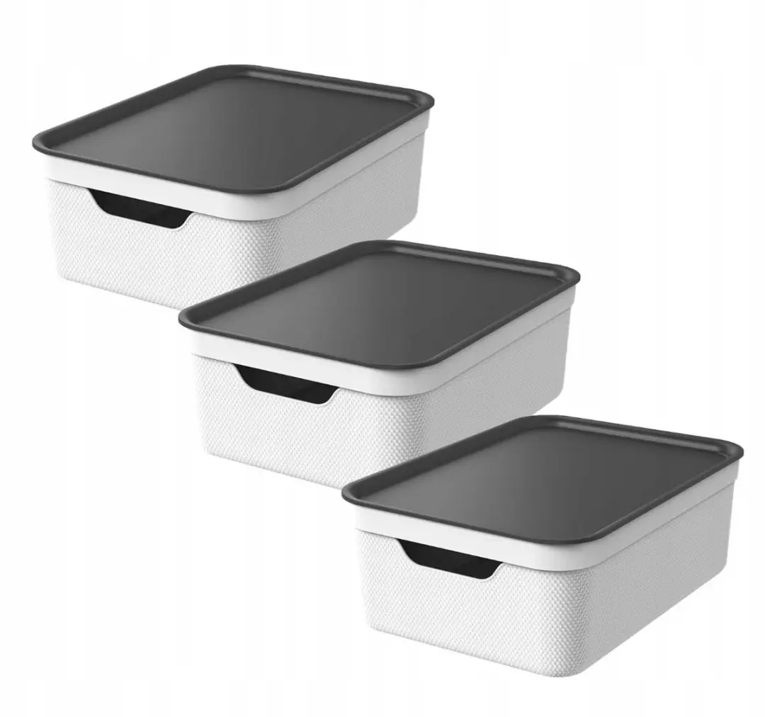 Rotho Jive Opbergboxen Set 3x10L - Wit/Antraciet