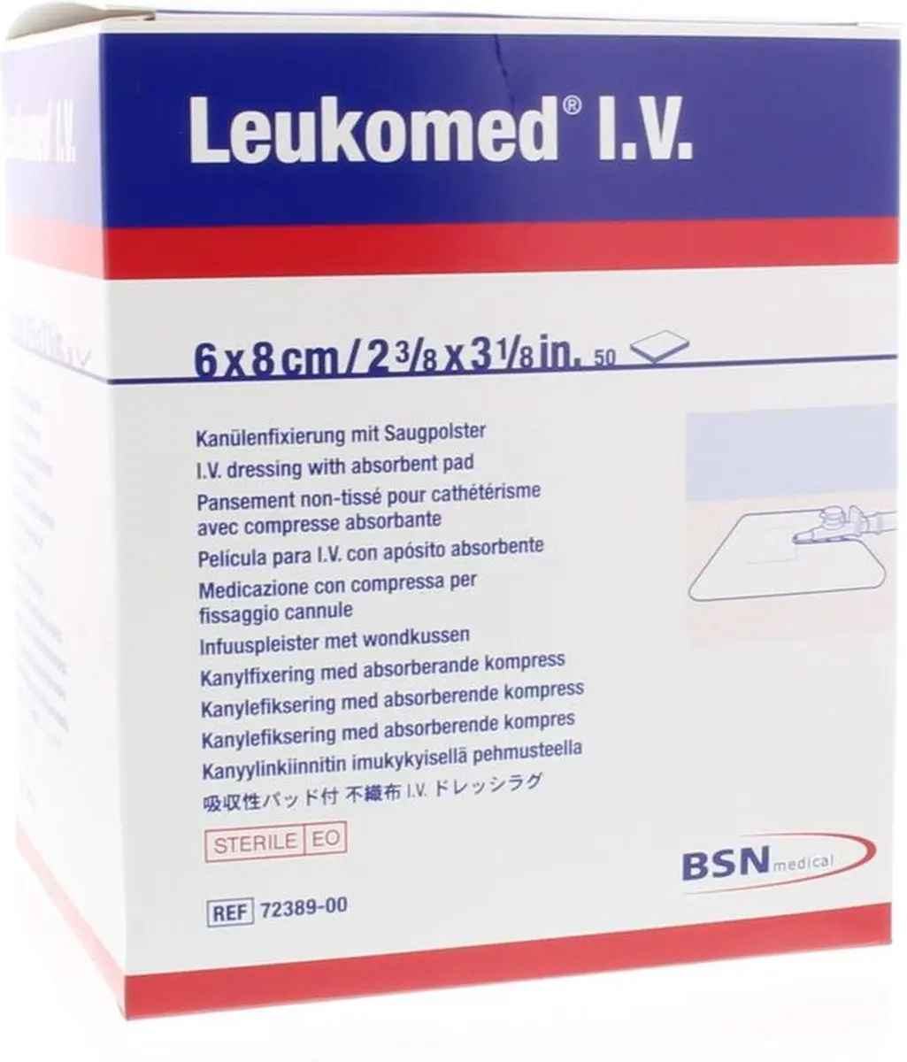 Leukoplast Leukomed I.V. Pleister 5,8x8cm - 50 Stuks