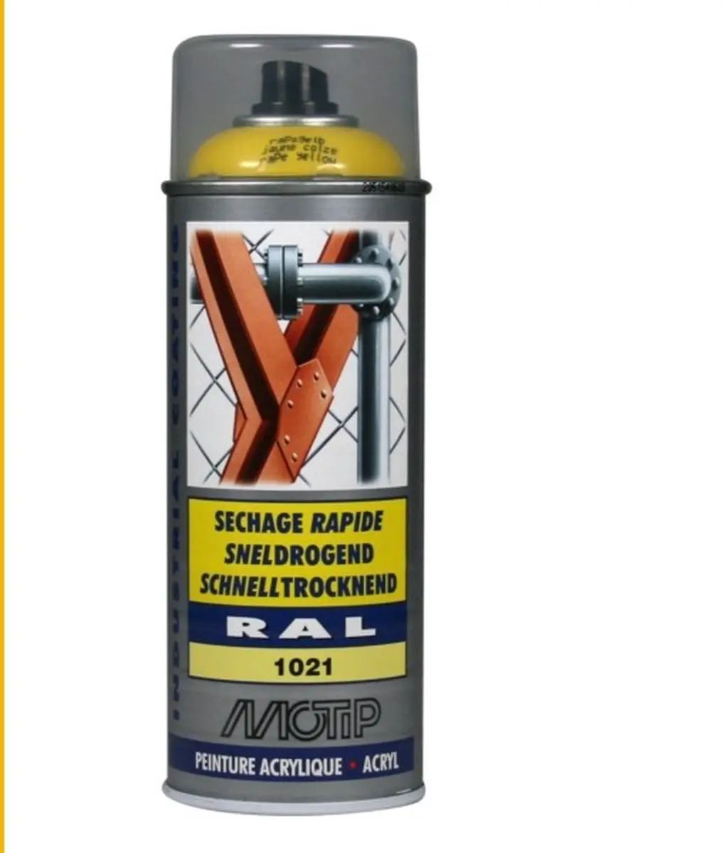 Motip Acryllak Hoogglans RAL 1021 Koolzaadgeel 400ml
