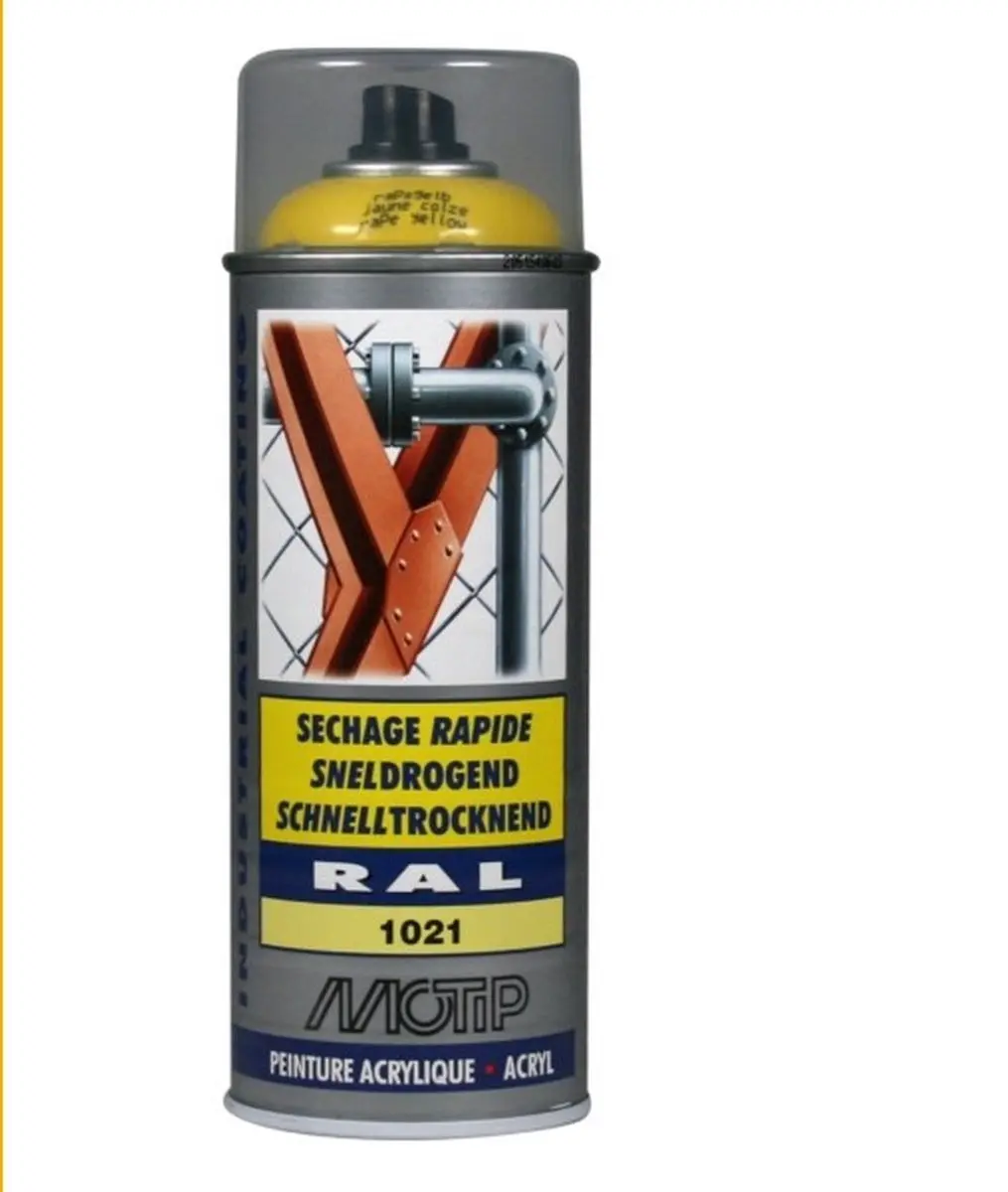Motip Acryllak Hoogglans RAL 1021 Koolzaadgeel 400ml
