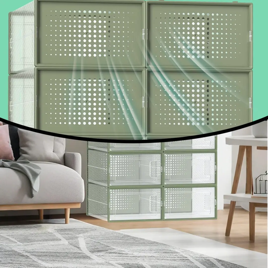 Songmics Schoenendozen Set 12 Stuks - Groene Transparante Kunststof - afbeelding 4 van 6
