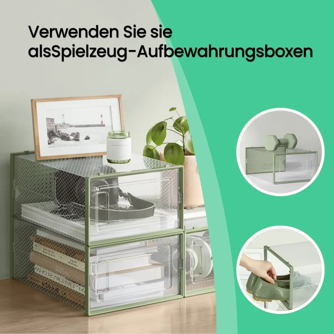 Songmics Schoenendozen Set 12 Stuks - Groene Transparante Kunststof - afbeelding 6 van 6