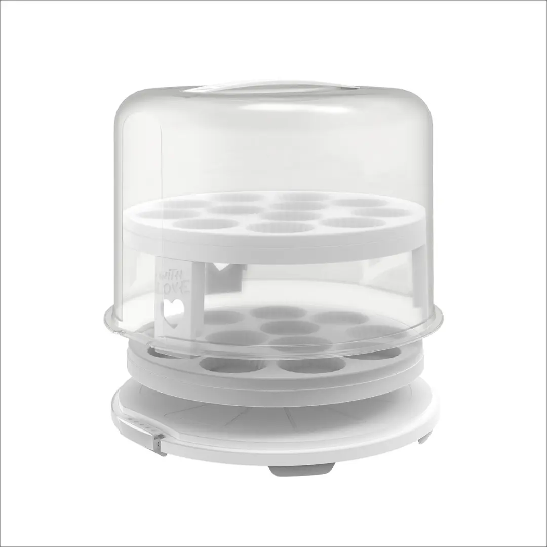Rotho Fresh Taartdoos XL - 3 Trays - BPA-vrij - Wit