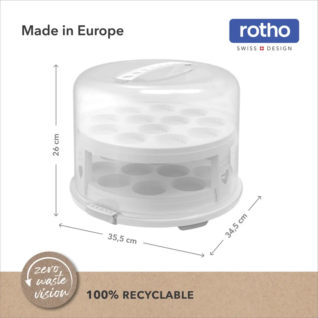 Rotho Fresh Taartdoos XL - 3 Trays - BPA-vrij - Wit - afbeelding 6 van 6