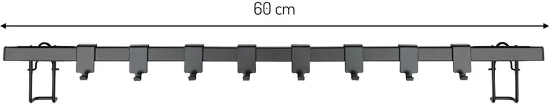 Wenko Gala Keukenrail 60cm - Zwart Staal - 8 Haken