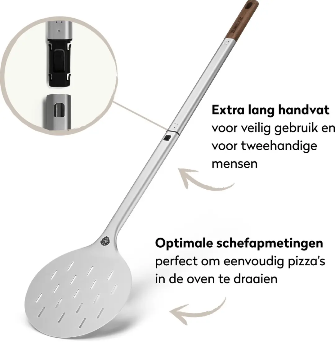 Burnhard Pizzaschep 944652 - Geanodiseerd aluminium - Acaciahouten handvat