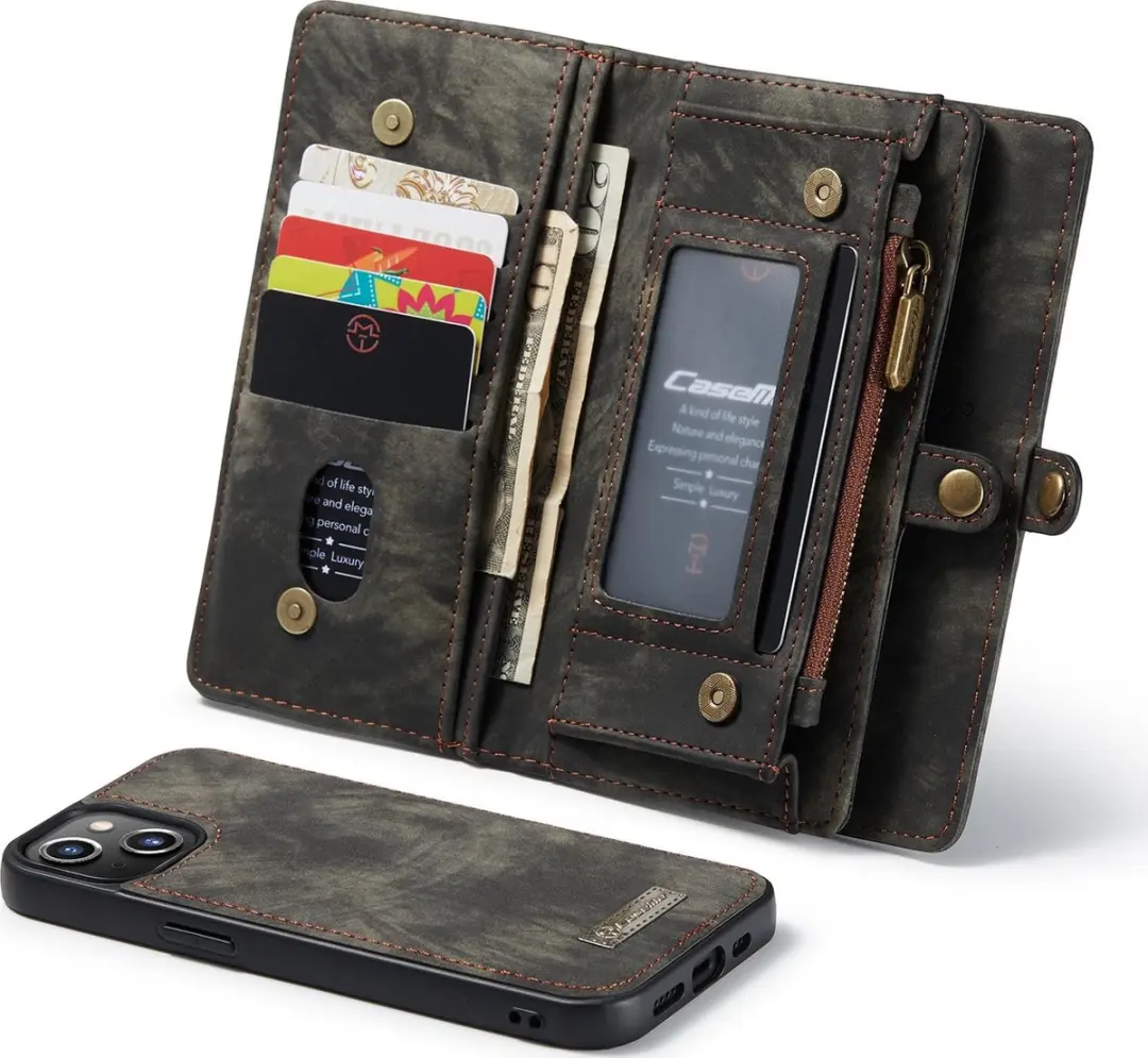 Caseme Luxe Wallet Bookcase iPhone 13 614537 - 8 Pasjes - Zwart
