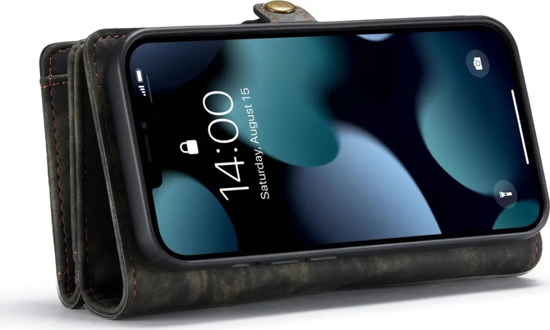 Caseme Luxe Wallet Bookcase iPhone 13 614537 - 8 Pasjes - Zwart - afbeelding 6 van 6