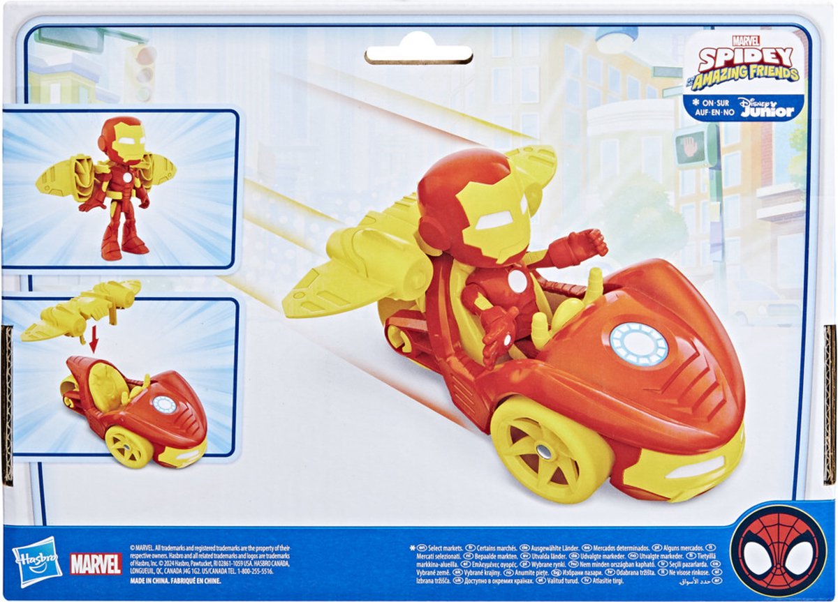 Marvel Spidey and His Amazing Friends Iron Racer, Voertuig, 3 jaar, Kunststof, Rood, Geel