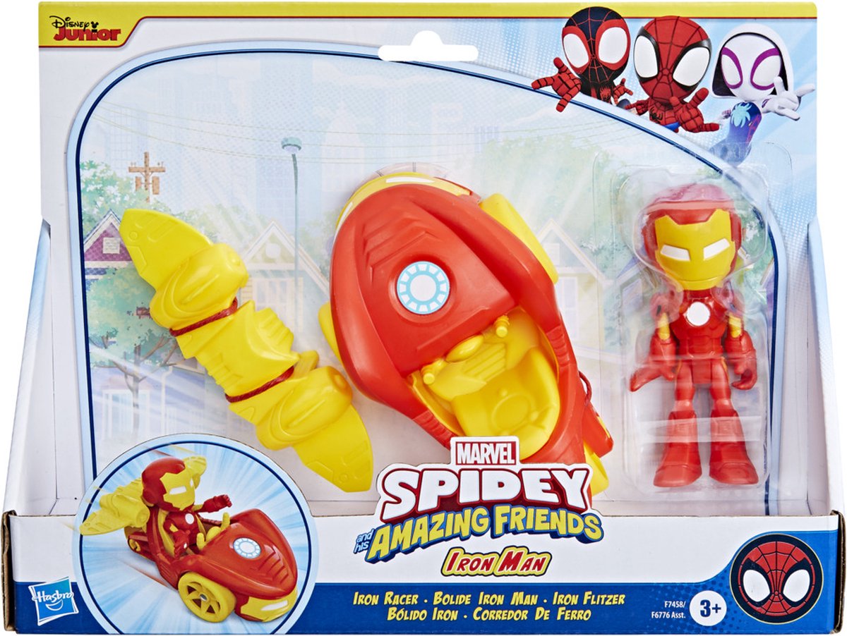 Marvel Spidey and His Amazing Friends Iron Racer, Voertuig, 3 jaar, Kunststof, Rood, Geel
