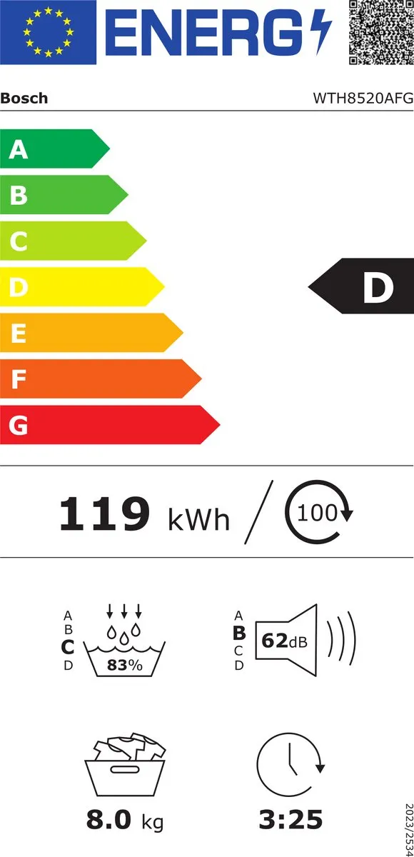 Bosch WTH8520AFG Serie 4 - Wasdroger - Warmtepompdroger - 8 kg - Wit - Zeer stil - NL/FR