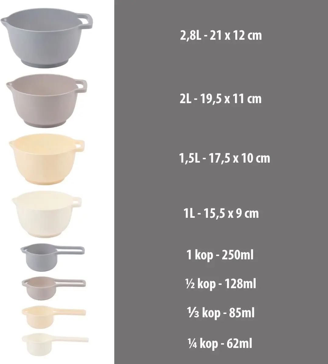 Alpina Beslagkom Set 8-delig - 2,8L - BPA-vrij - Magnetronbestendig - Beige - afbeelding 3 van 6