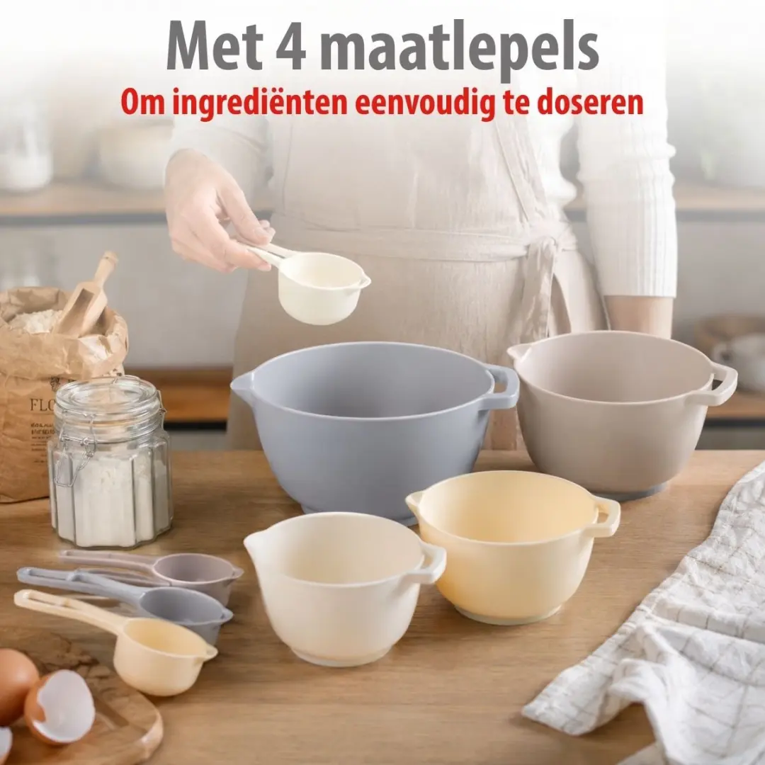 Alpina Beslagkom Set 8-delig - 2,8L - BPA-vrij - Magnetronbestendig - Beige - afbeelding 4 van 6