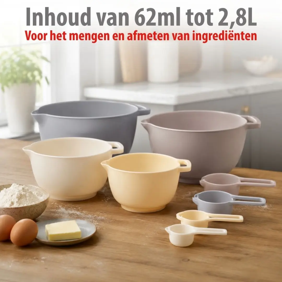 Alpina Beslagkom Set 8-delig - 2,8L - BPA-vrij - Magnetronbestendig - Beige - afbeelding 6 van 6
